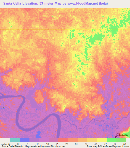 Santa Celia,Mexico Elevation Map