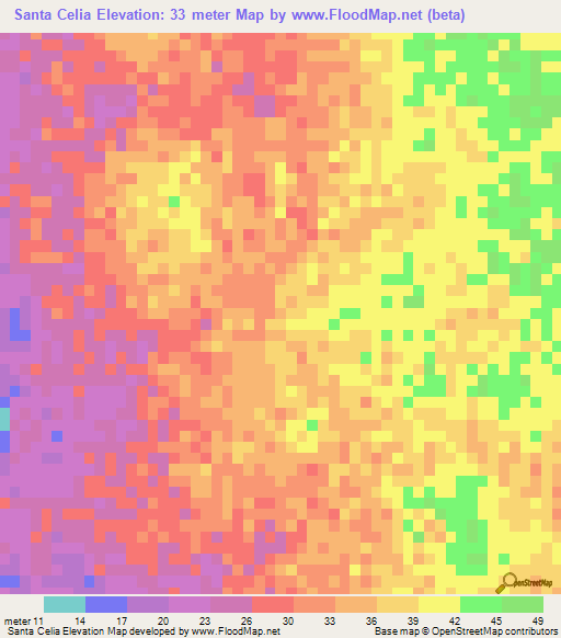 Santa Celia,Mexico Elevation Map