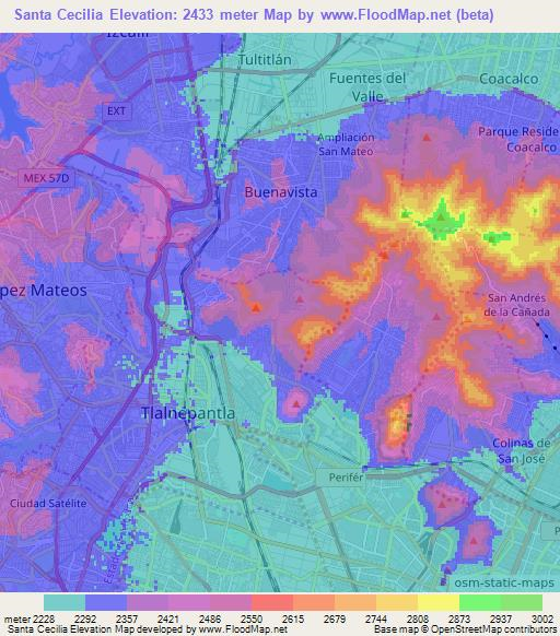 Santa Cecilia,Mexico Elevation Map