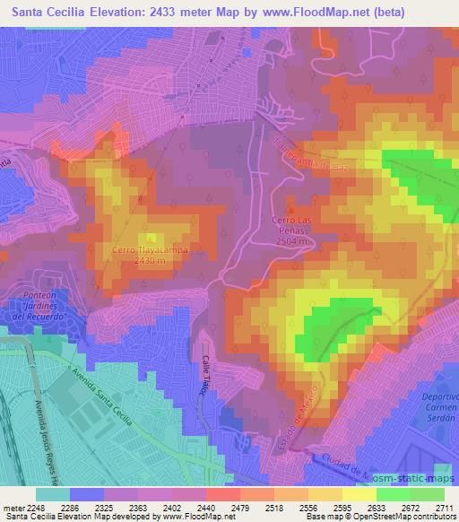 Santa Cecilia,Mexico Elevation Map