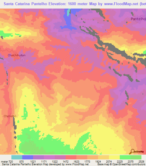 Santa Catarina Pantelho,Mexico Elevation Map