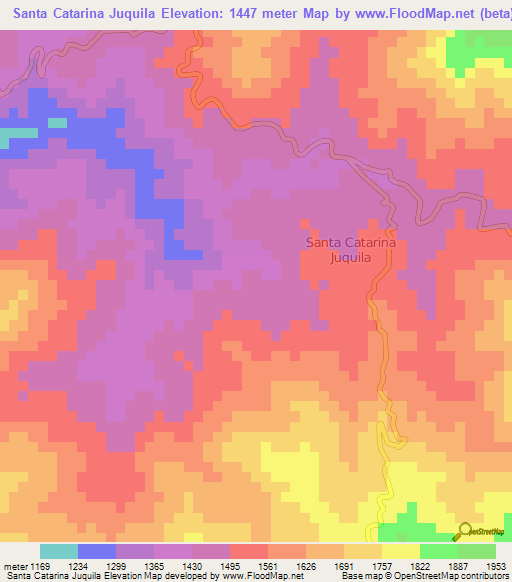 Santa Catarina Juquila,Mexico Elevation Map