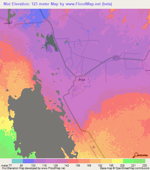 Mut,Egypt Elevation Map