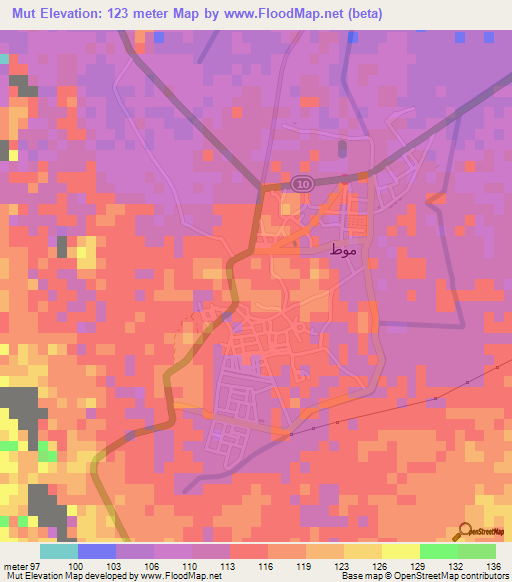 Mut,Egypt Elevation Map