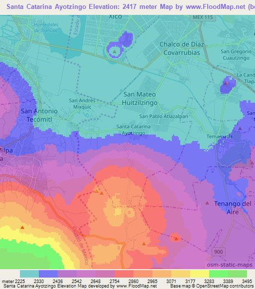 Santa Catarina Ayotzingo,Mexico Elevation Map