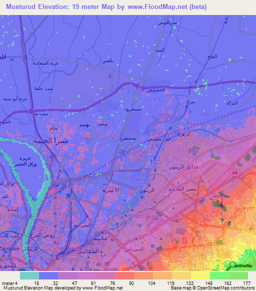 Musturud,Egypt Elevation Map