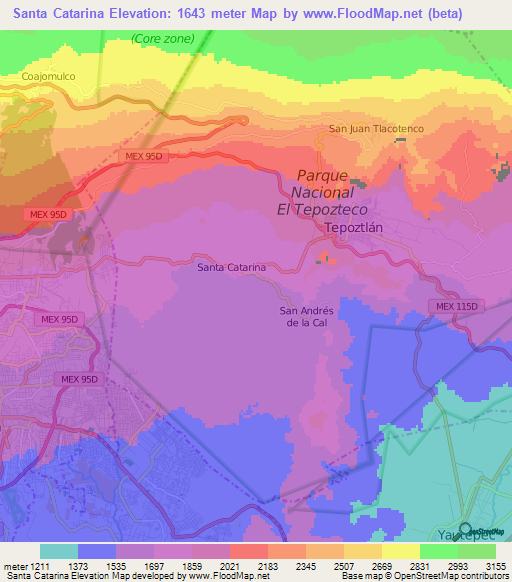 Santa Catarina,Mexico Elevation Map