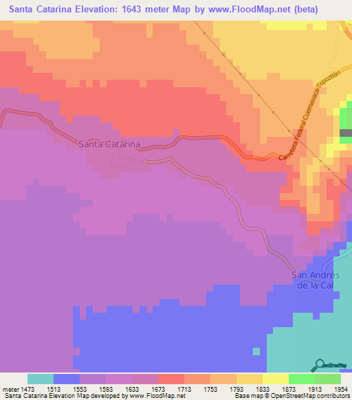 Santa Catarina,Mexico Elevation Map