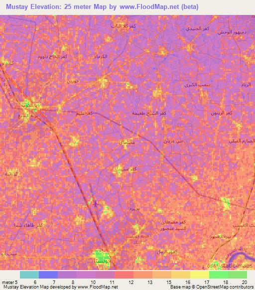 Mustay,Egypt Elevation Map