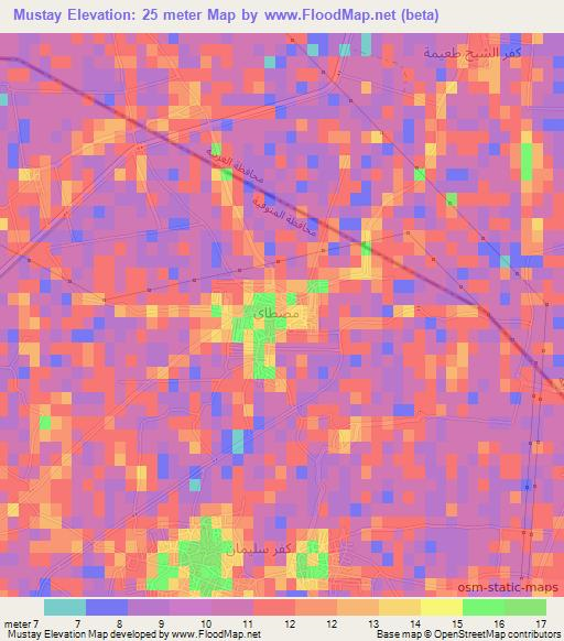 Mustay,Egypt Elevation Map