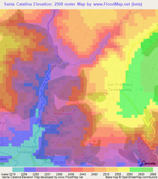 Santa Catalina,Mexico Elevation Map