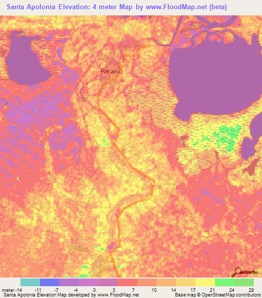 Santa Apolonia,Mexico Elevation Map