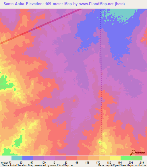 Santa Anita,Mexico Elevation Map