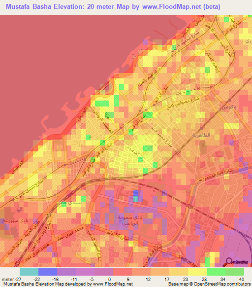 Mustafa Basha,Egypt Elevation Map