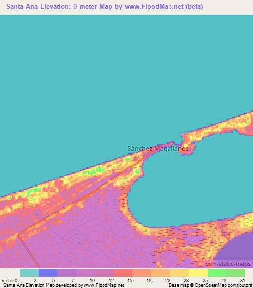 Santa Ana,Mexico Elevation Map