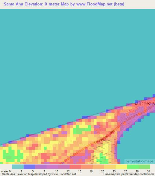 Santa Ana,Mexico Elevation Map