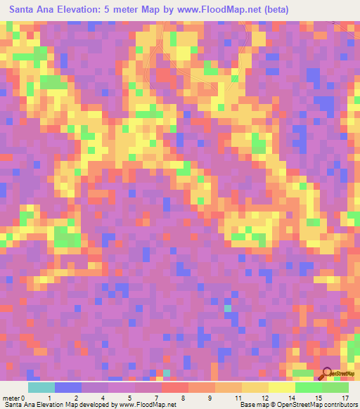 Santa Ana,Mexico Elevation Map