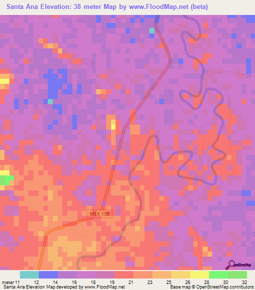 Santa Ana,Mexico Elevation Map