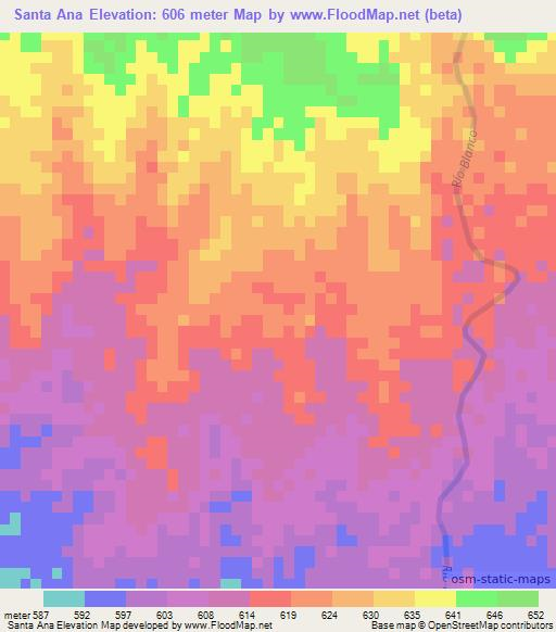 Santa Ana,Mexico Elevation Map