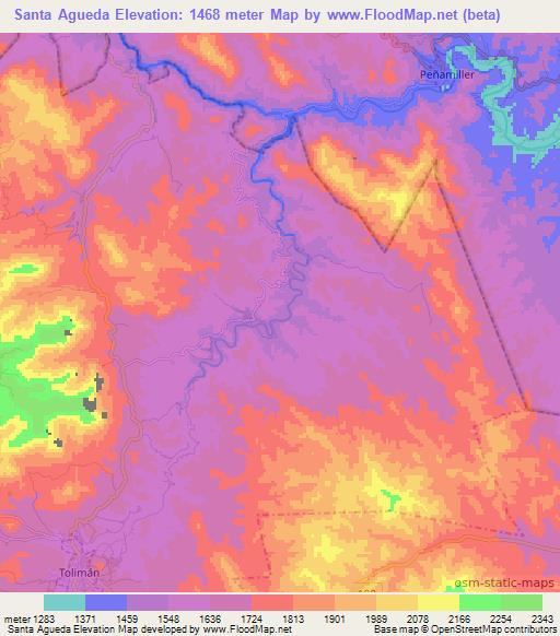 Santa Agueda,Mexico Elevation Map