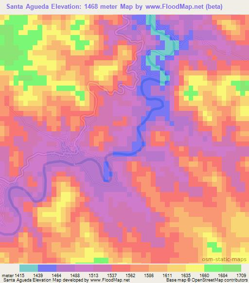 Santa Agueda,Mexico Elevation Map