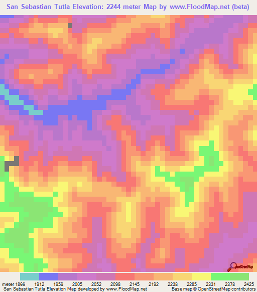 San Sebastian Tutla,Mexico Elevation Map