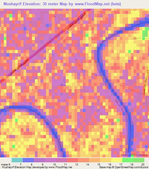 Mushayrif,Egypt Elevation Map