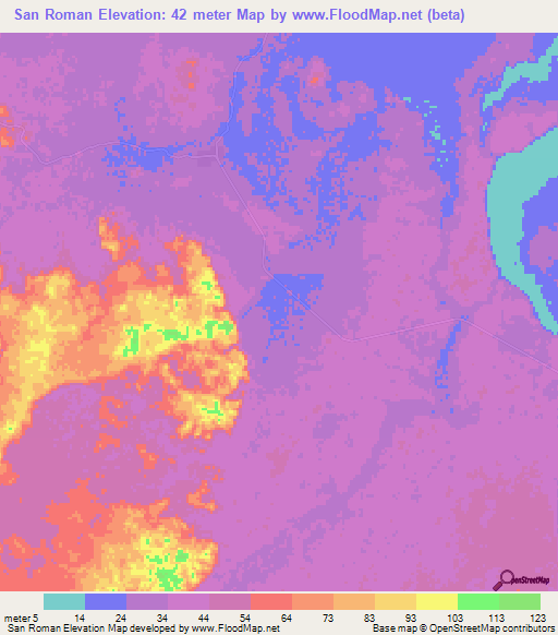 San Roman,Mexico Elevation Map