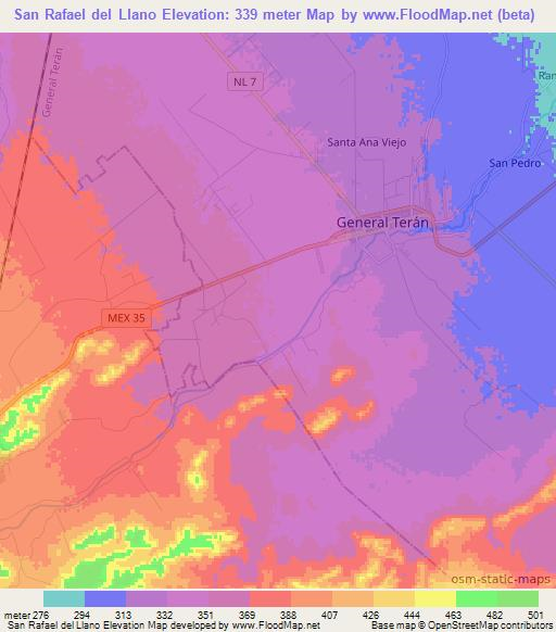 San Rafael del Llano,Mexico Elevation Map