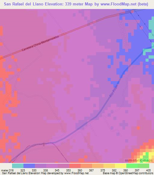 San Rafael del Llano,Mexico Elevation Map