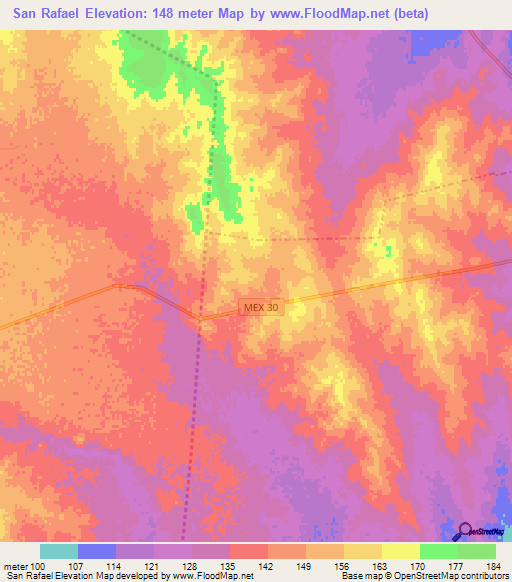 San Rafael,Mexico Elevation Map