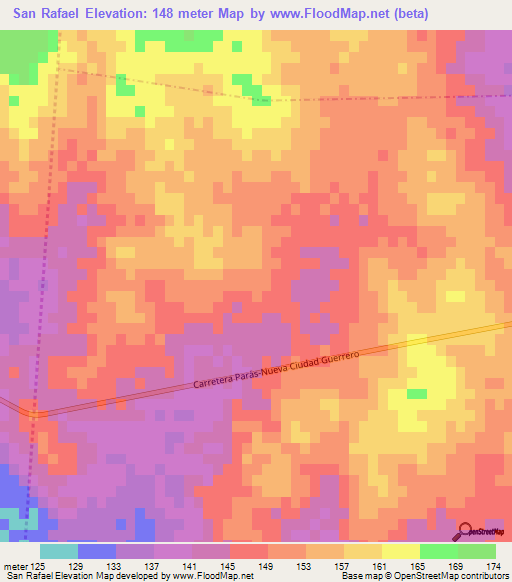 San Rafael,Mexico Elevation Map