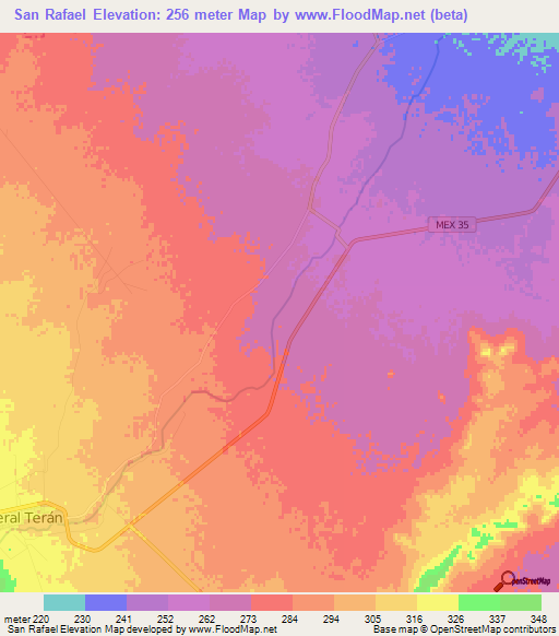 San Rafael,Mexico Elevation Map