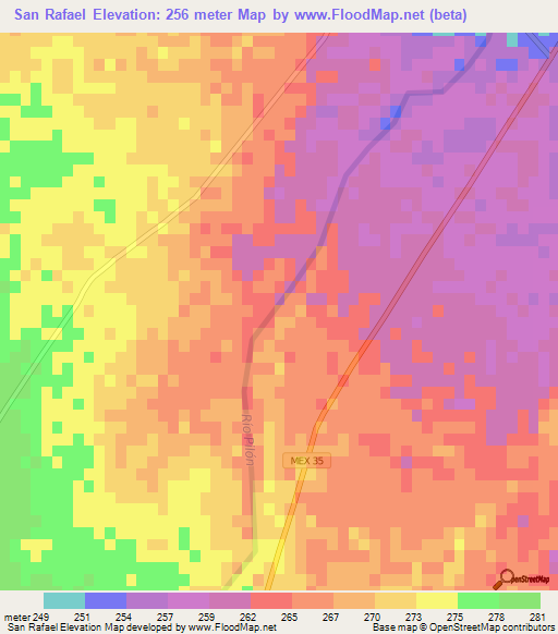 San Rafael,Mexico Elevation Map