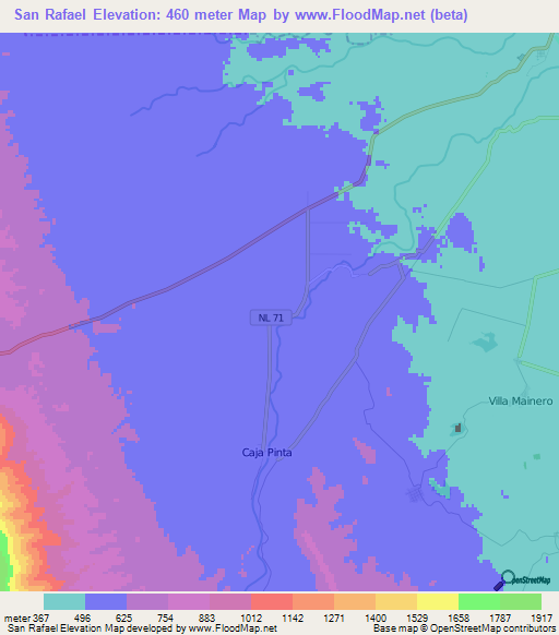 San Rafael,Mexico Elevation Map