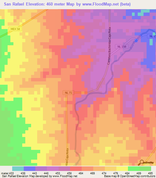 San Rafael,Mexico Elevation Map