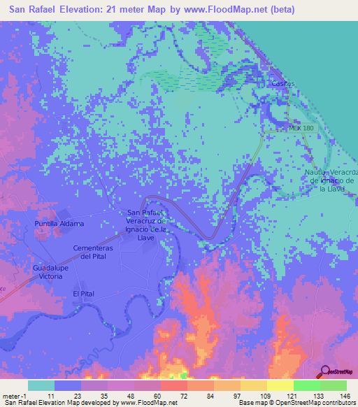 San Rafael,Mexico Elevation Map