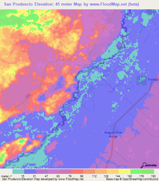 San Prudencio,Mexico Elevation Map