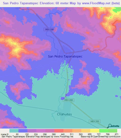 San Pedro Tapanatepec,Mexico Elevation Map