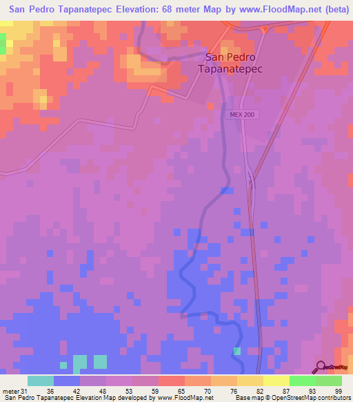 San Pedro Tapanatepec,Mexico Elevation Map