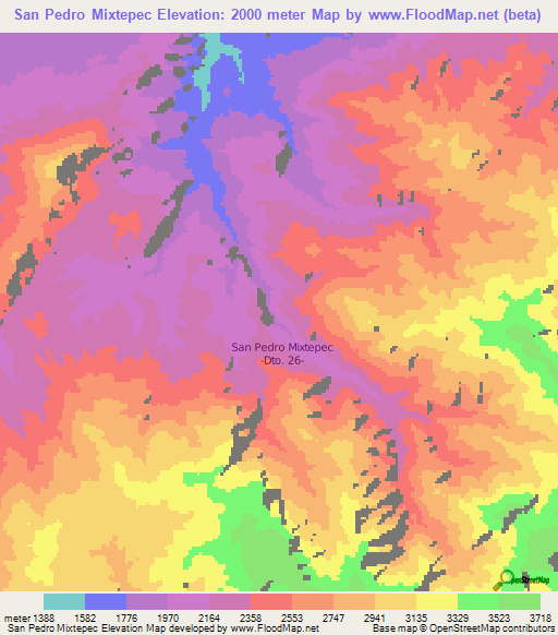 San Pedro Mixtepec,Mexico Elevation Map