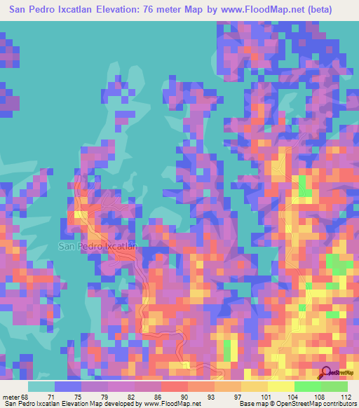 San Pedro Ixcatlan,Mexico Elevation Map