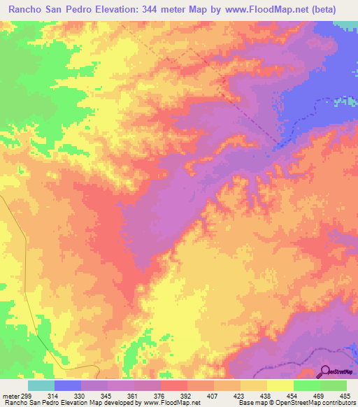 Rancho San Pedro,Mexico Elevation Map