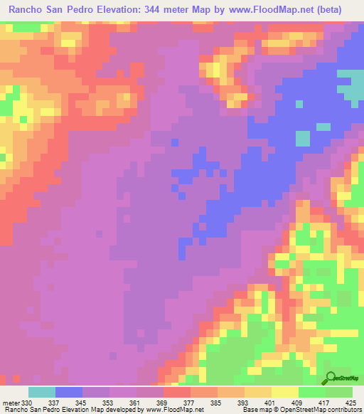 Rancho San Pedro,Mexico Elevation Map