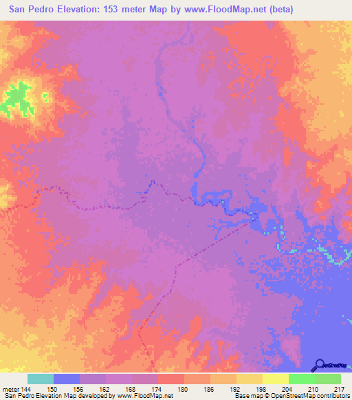 San Pedro,Mexico Elevation Map