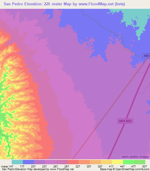 San Pedro,Mexico Elevation Map