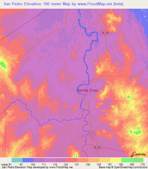 San Pedro,Mexico Elevation Map