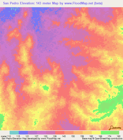 San Pedro,Mexico Elevation Map