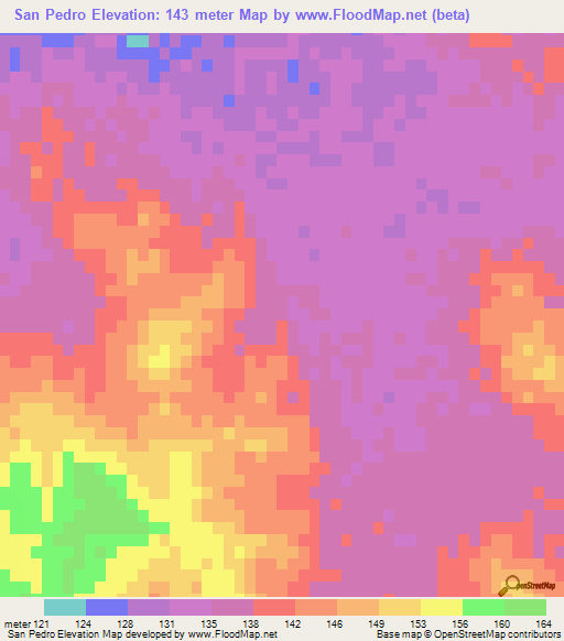 San Pedro,Mexico Elevation Map