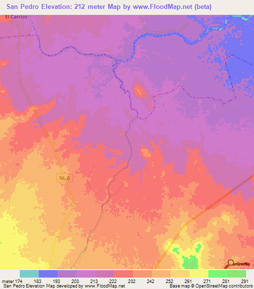 San Pedro,Mexico Elevation Map